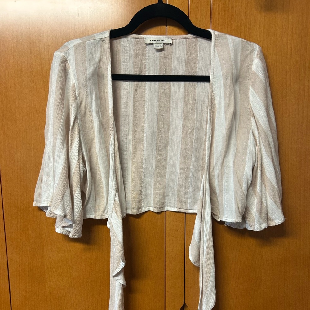 American Eagle Outfitters Cream Striped Blouse